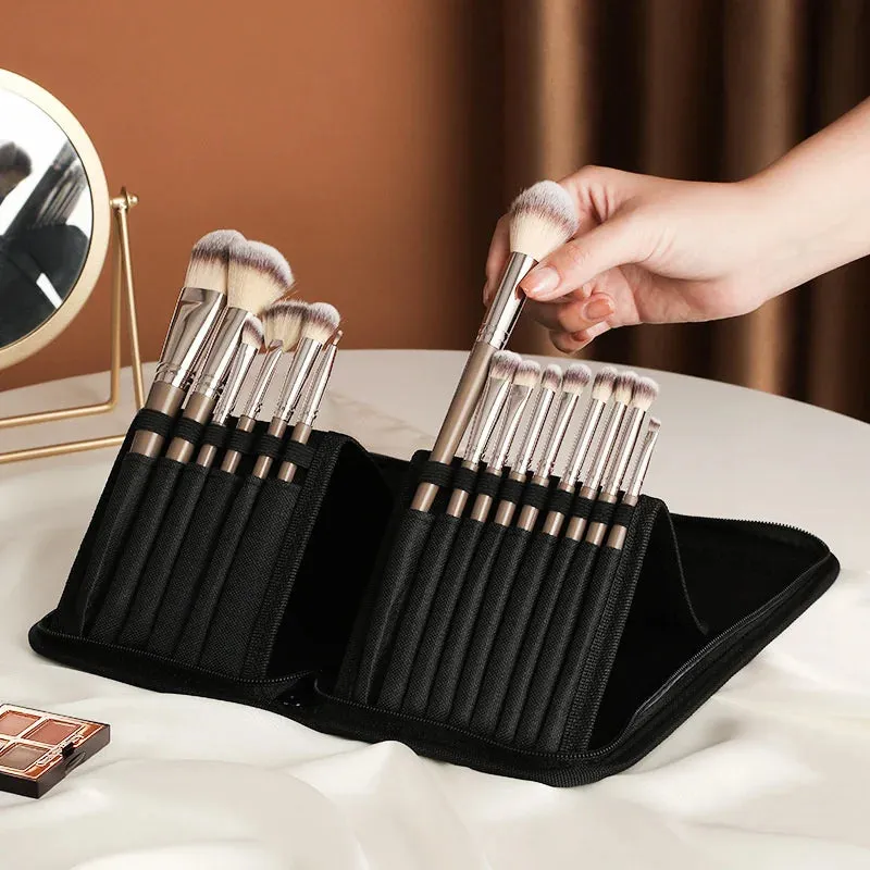 15 Holes Foldable Makeup Brushes Pouch Bag