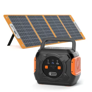 320W Portable Power Station, Flashfish 292Wh 80000mAh Solar Generator Backup Power With LASHFISH 18V/100W Foldable Solar Panel, Portable Solar Charger