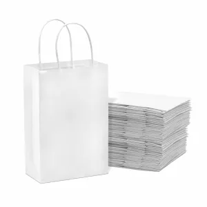 6x3x9 Extra Small White Paper Bags with Handles