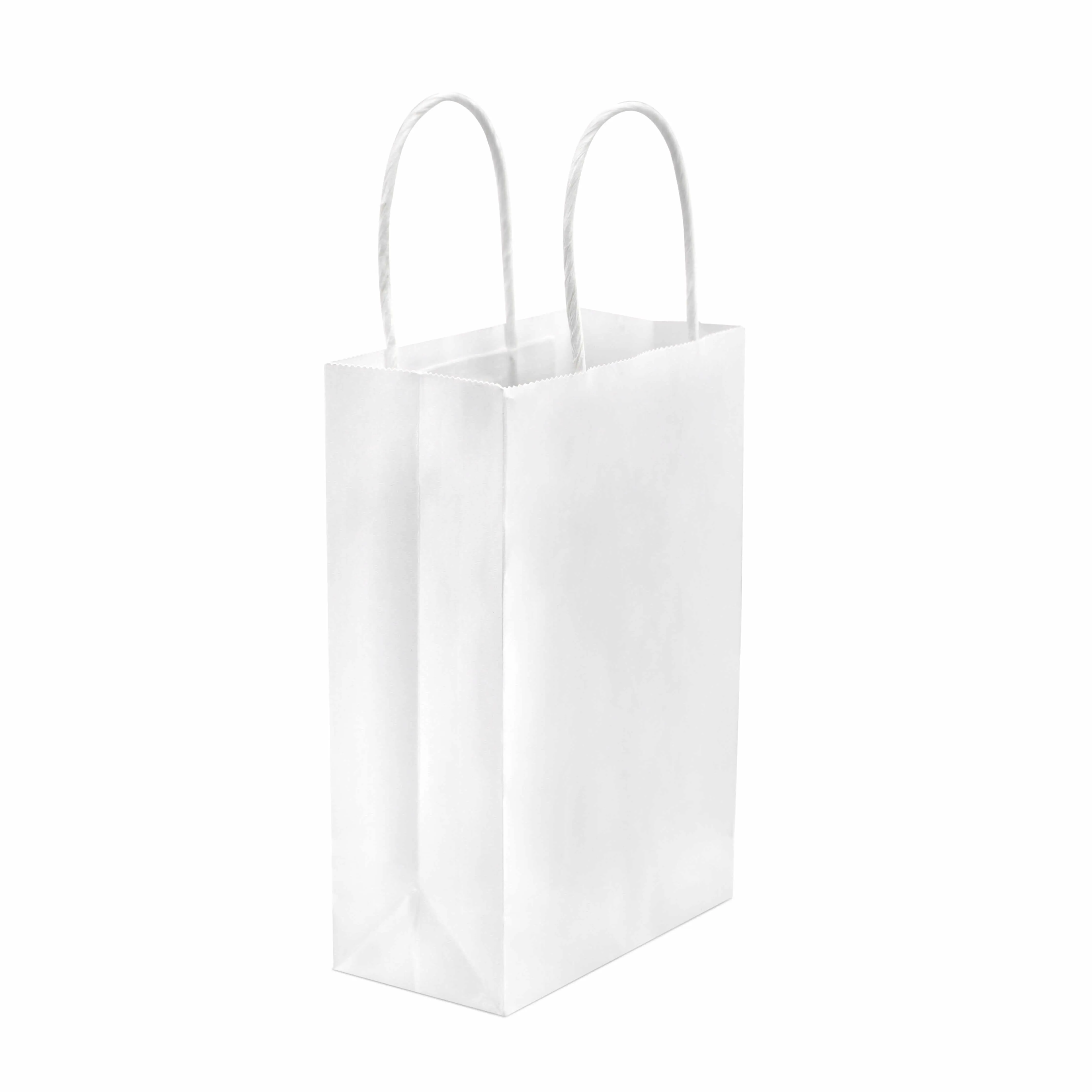 6x3x9 Extra Small White Paper Bags with Handles