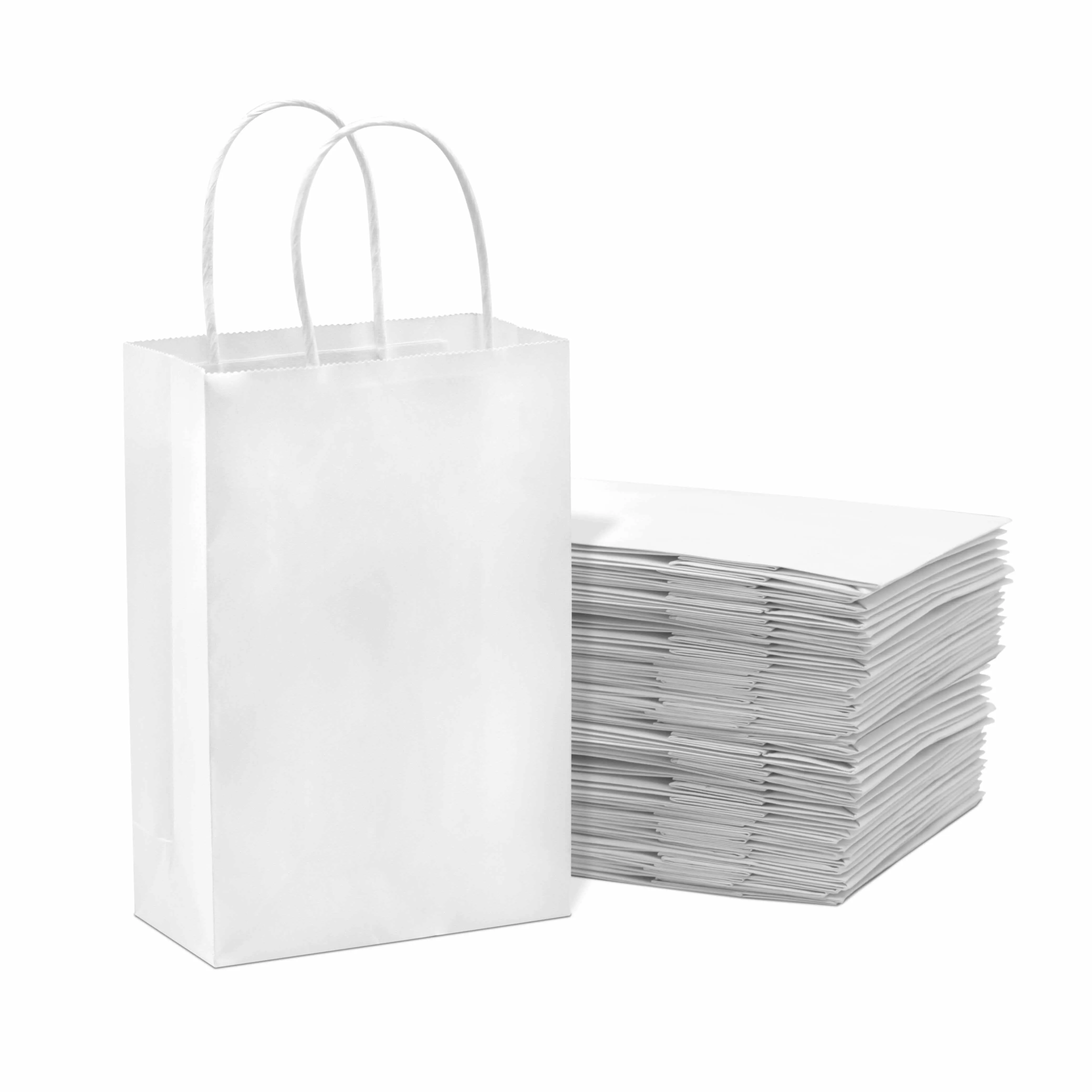 6x3x9 Extra Small White Paper Bags with Handles