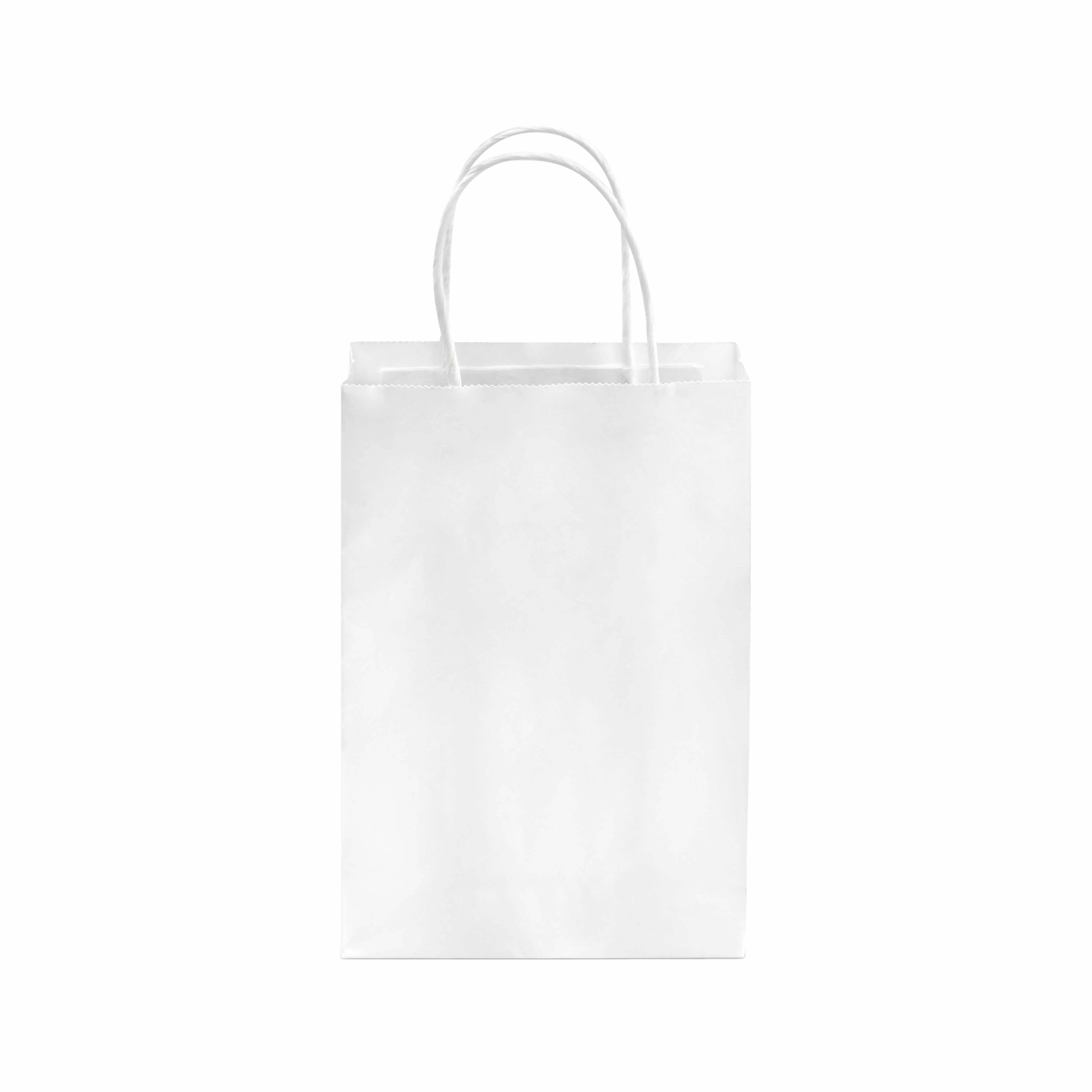 6x3x9 Extra Small White Paper Bags with Handles