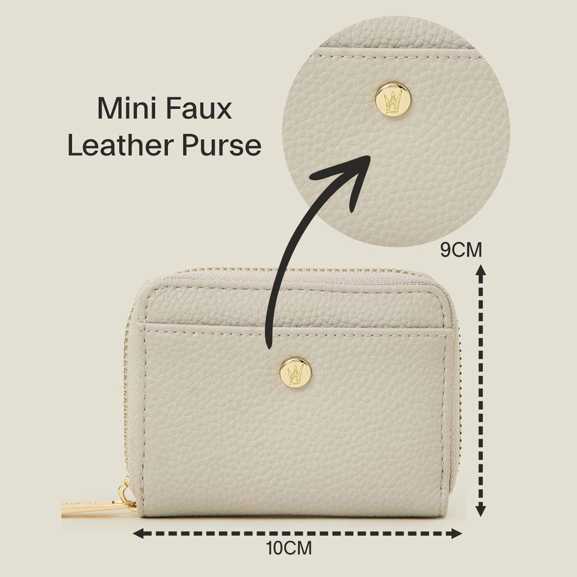 Accessorize London Women's Cream Mini Faux Leather Purse