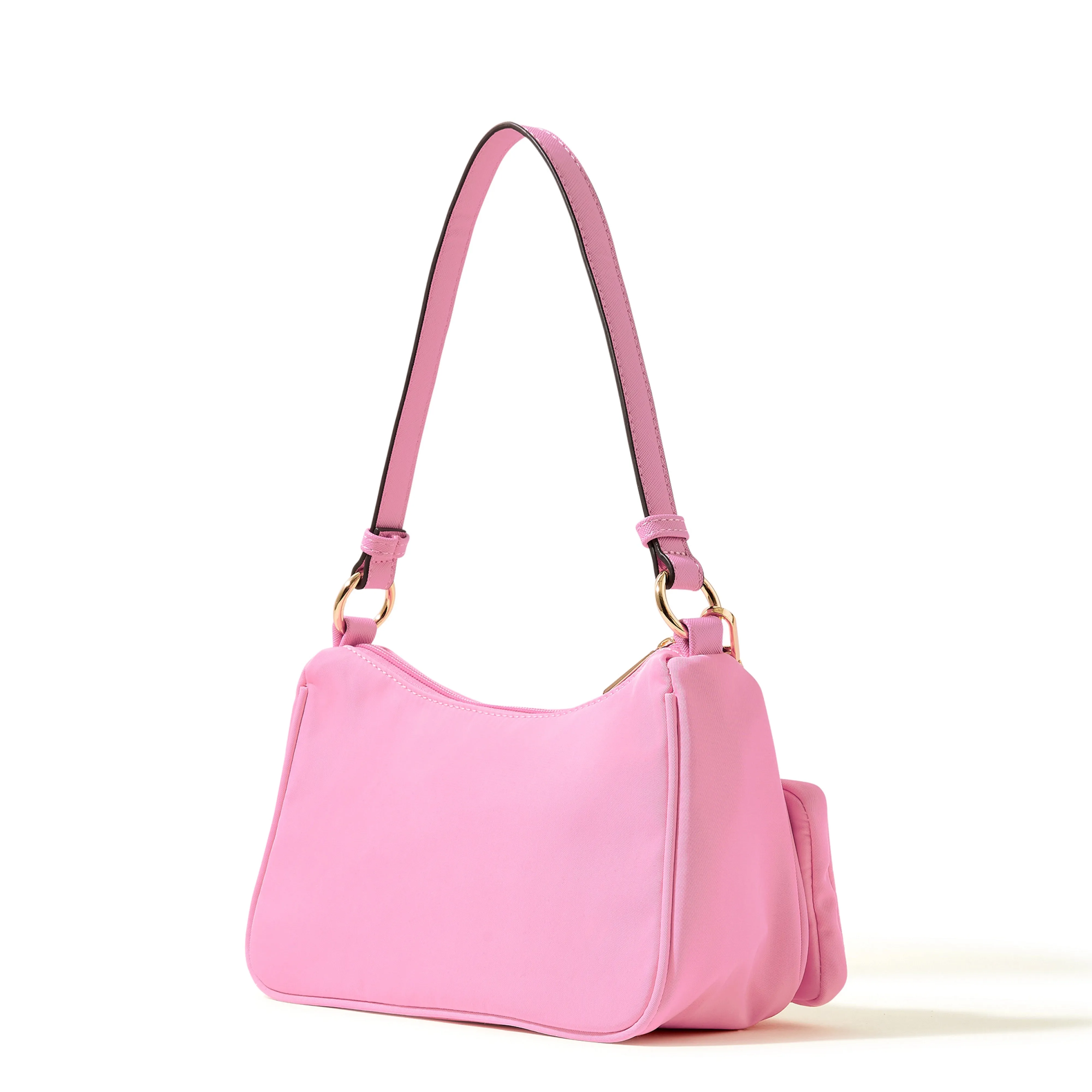 Accessorize London Women's Faux Leather Pink Nylon Shoulder Bag