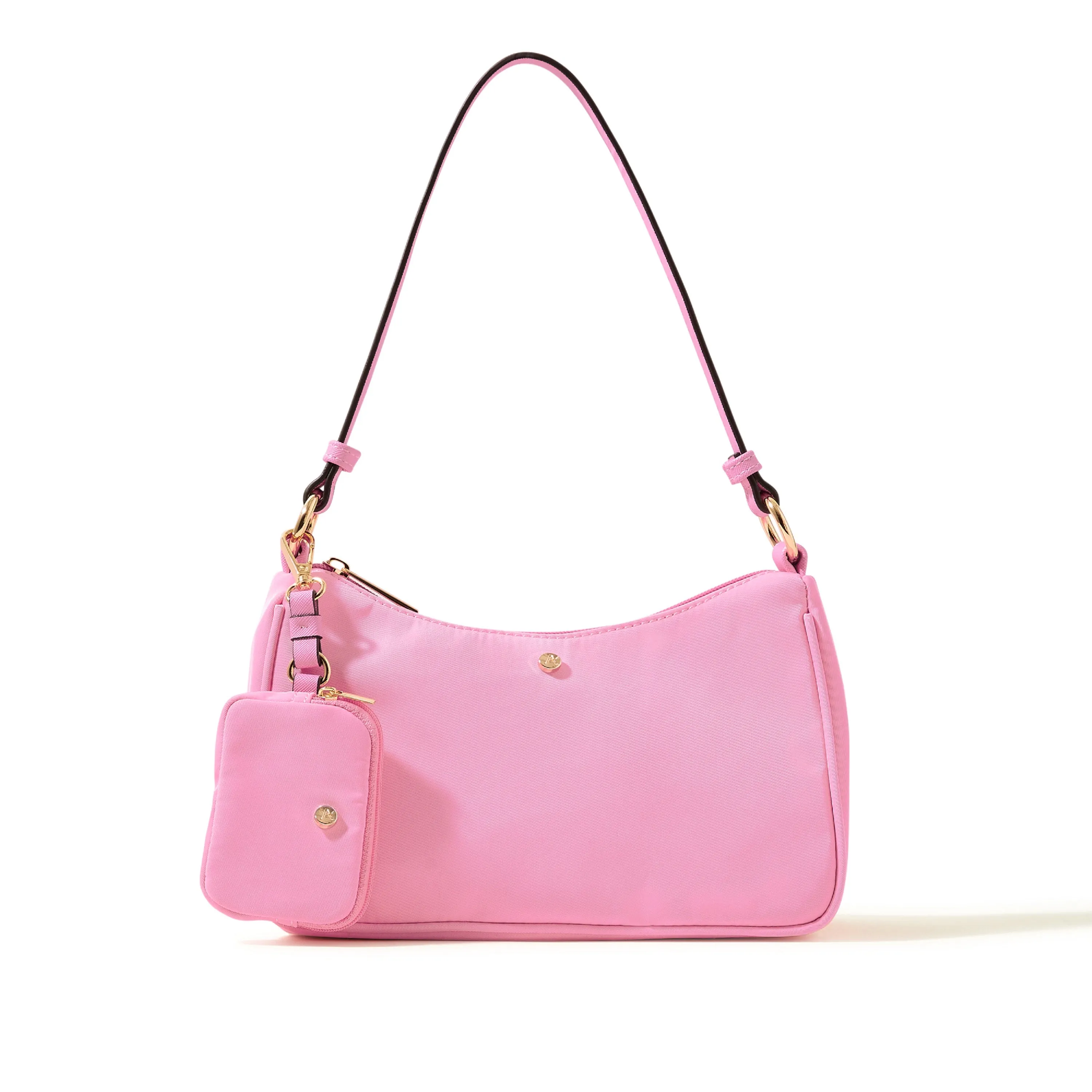 Accessorize London Women's Faux Leather Pink Nylon Shoulder Bag