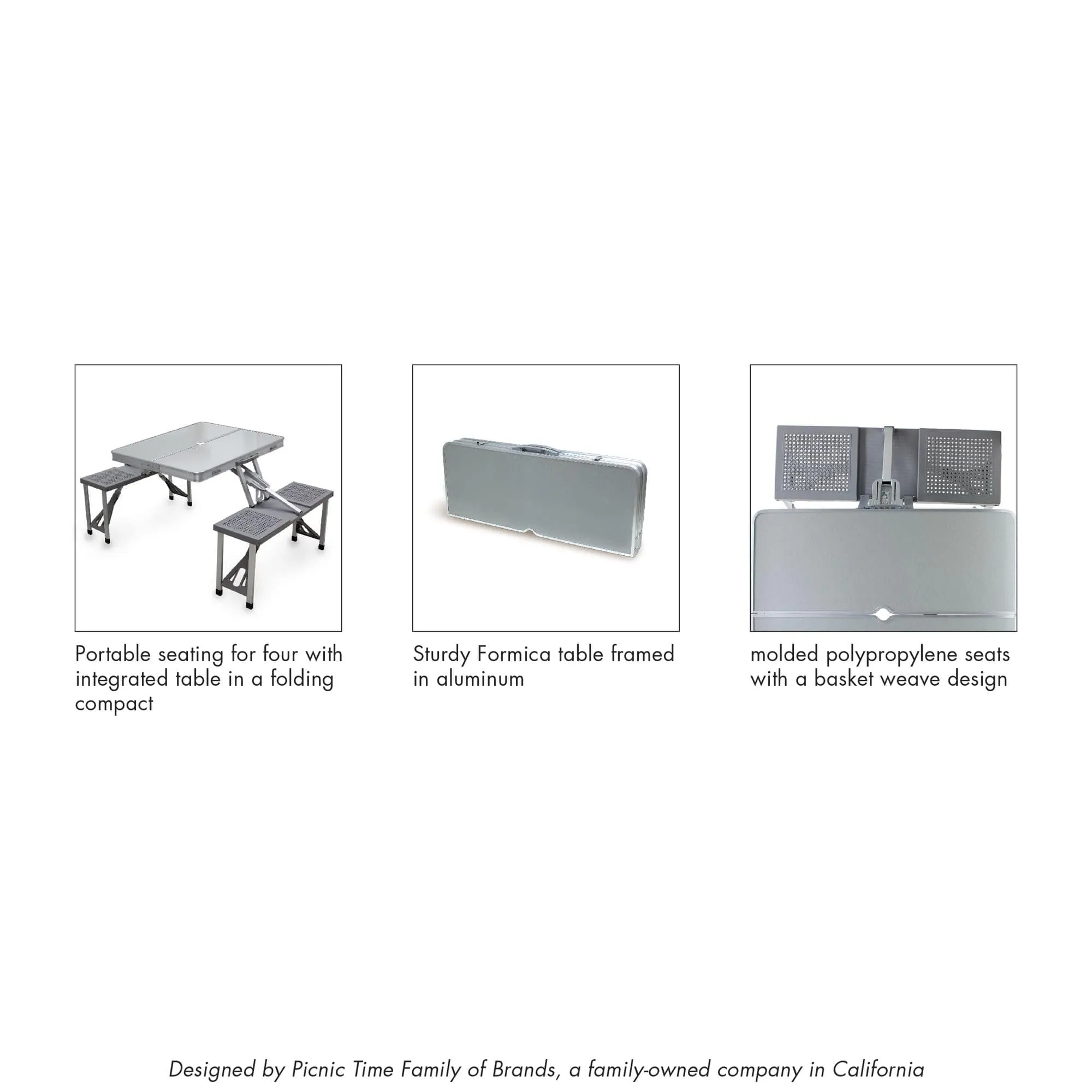 Aluminum Portable Picnic Table with Seats by Picnic Time Family of Brands