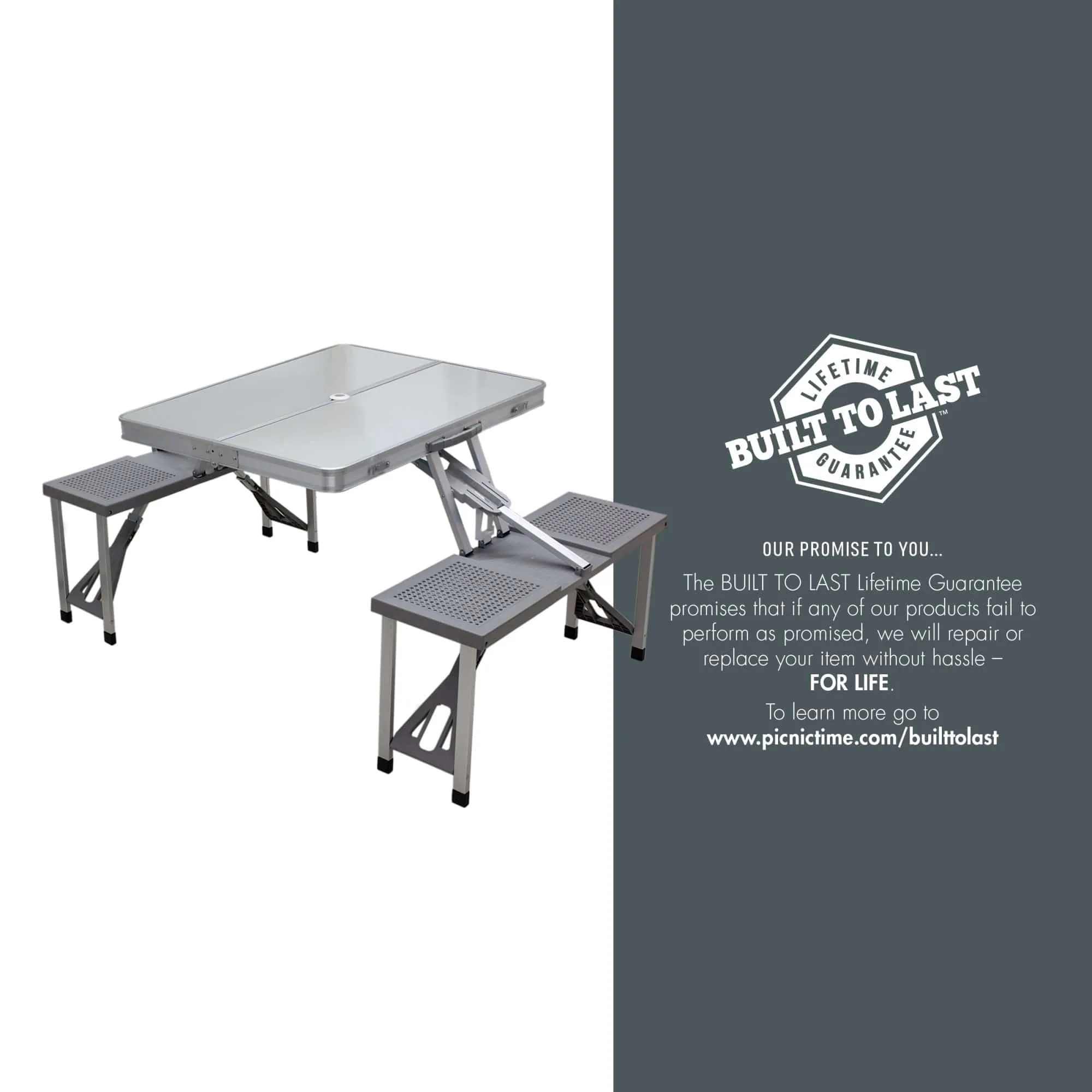 Aluminum Portable Picnic Table with Seats by Picnic Time Family of Brands