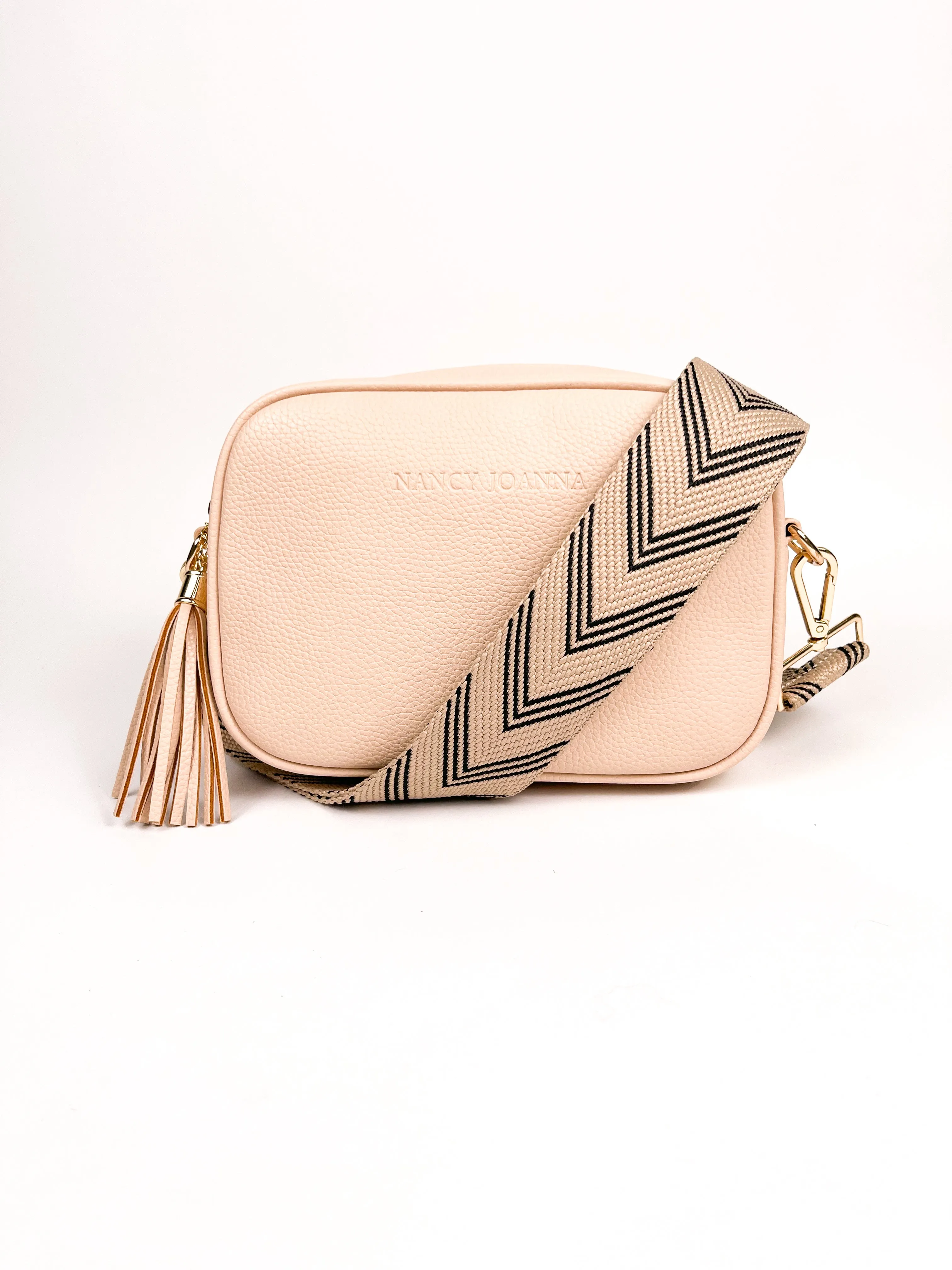 BLACK & CREAM CHEVRON CROSSBODY STRAP