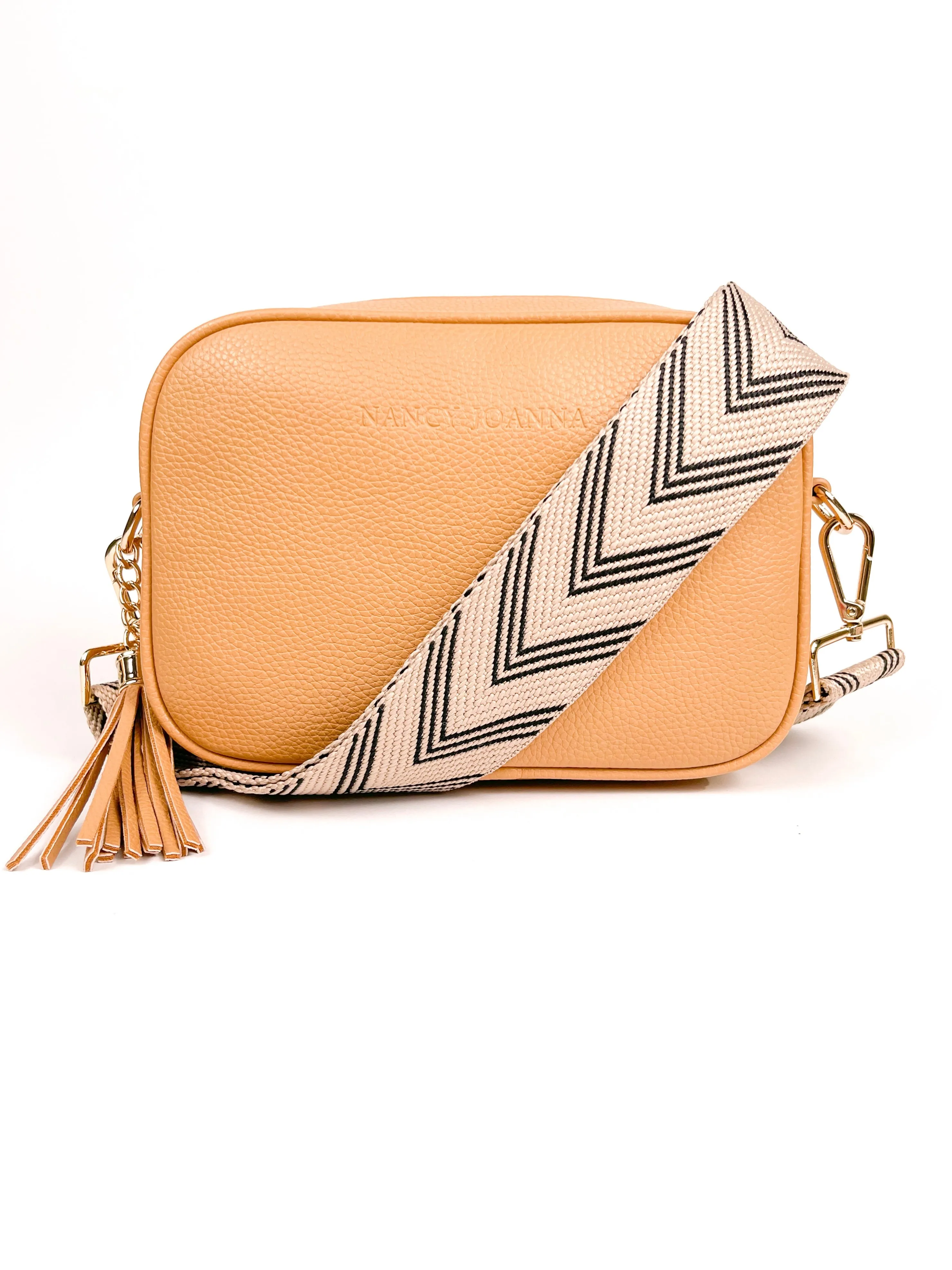 BLACK & CREAM CHEVRON CROSSBODY STRAP