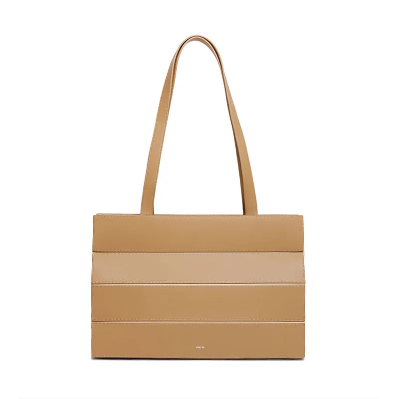 Block Medium Foldable Tote Bag - Latte