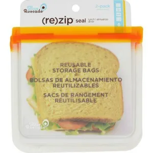 Blue Avocado Lunch Bag  Re Zip Seal  Orange  2 Pack