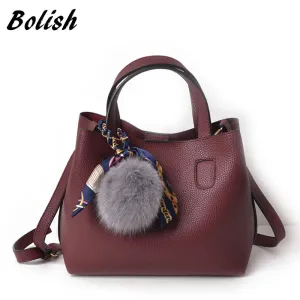 Bolish Litchi Pattern Soft Women Handbag