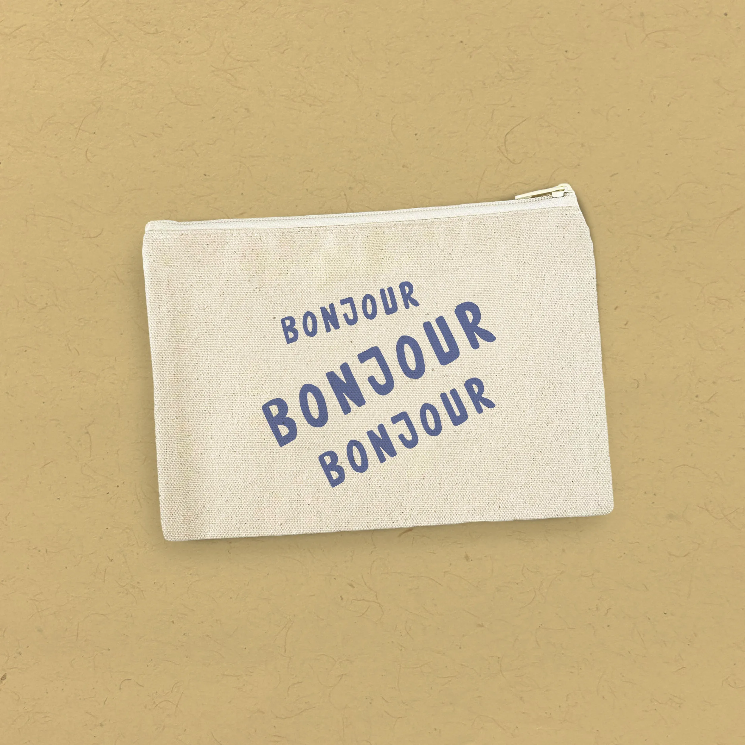 Bonjour Trois - Canvas Zipper Pouch