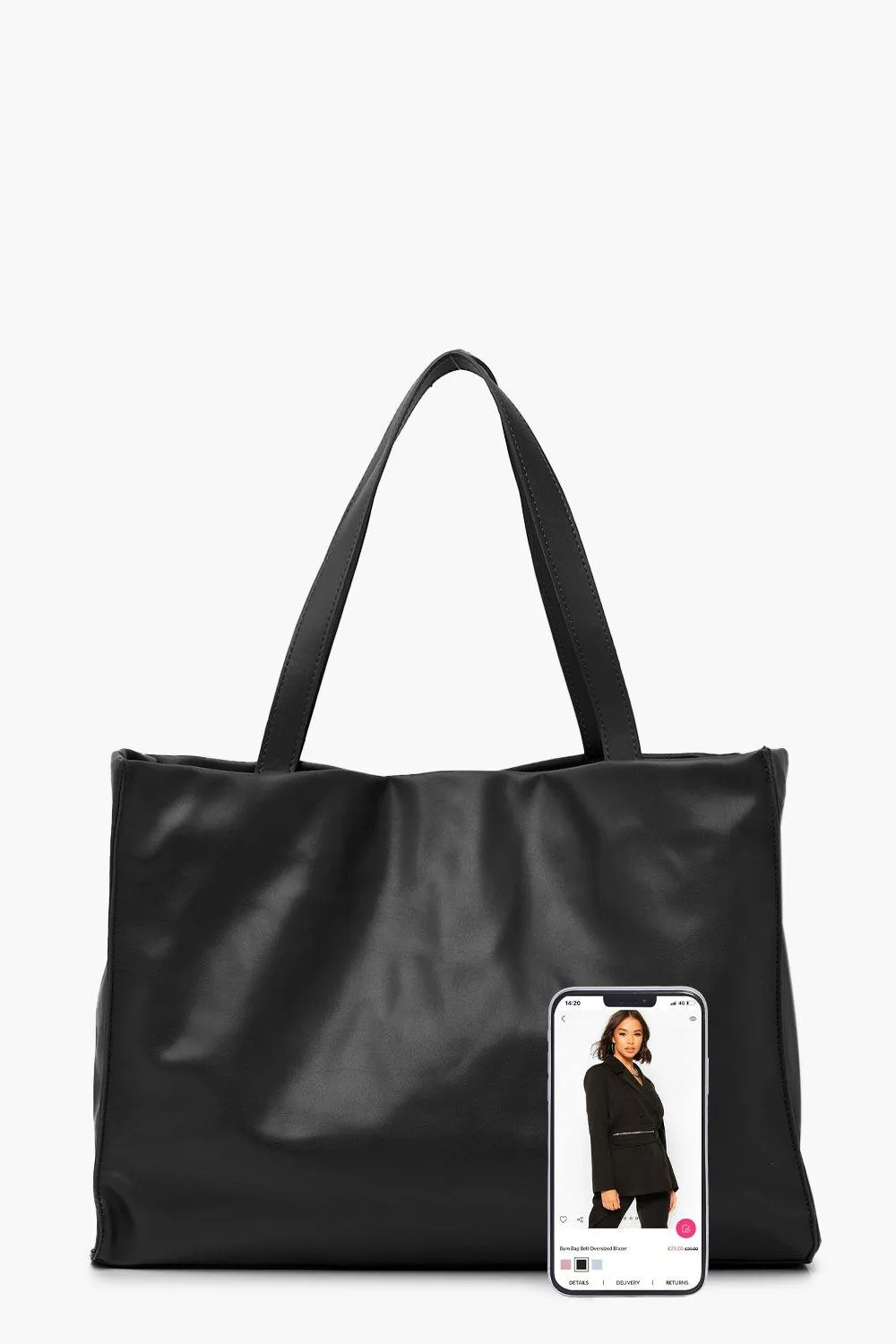 Boohoo Soft Tote Bag, Black