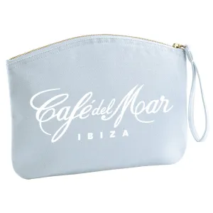 Café del Mar Ibiza White Bold Logo Organic Cotton Canvas Wristlet Zip Pouch