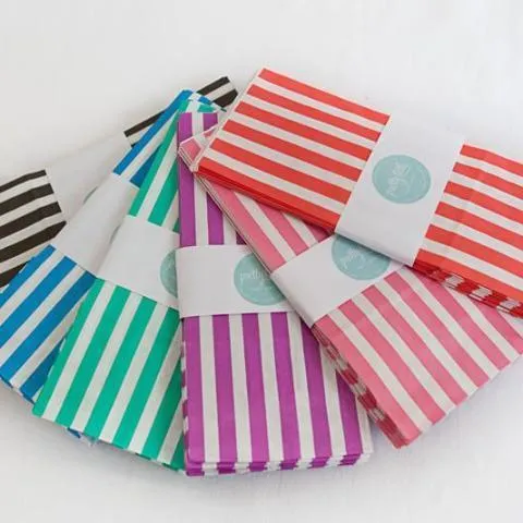 Candy Striped Party Bags Red (10 pack)