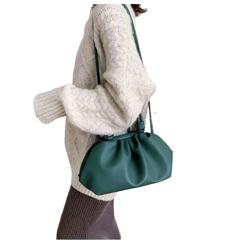 Casual Fashionable Ladies' Soft Leather Dumpling Shape Handbags