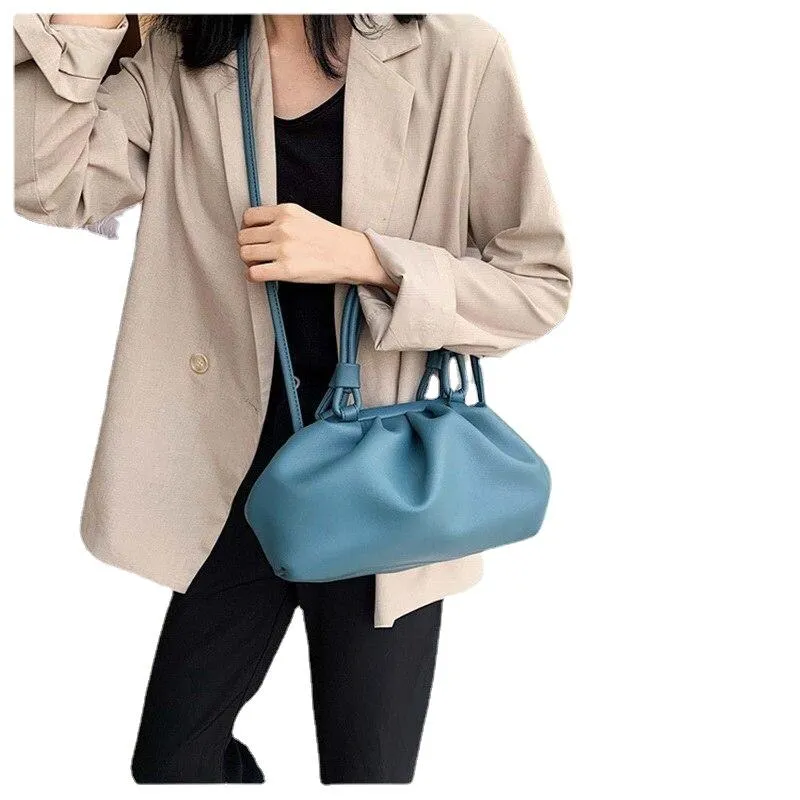 Casual Fashionable Ladies' Soft Leather Dumpling Shape Handbags