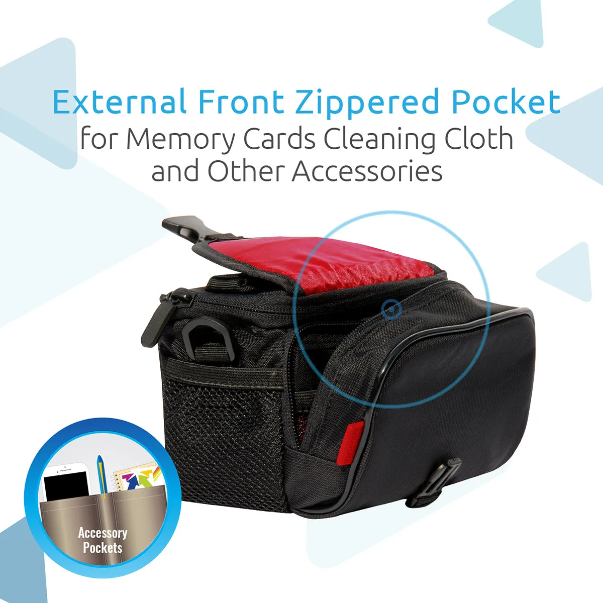 Compact Camera Case with Front Storage, Side Mesh Pocket and Shoulder Strap