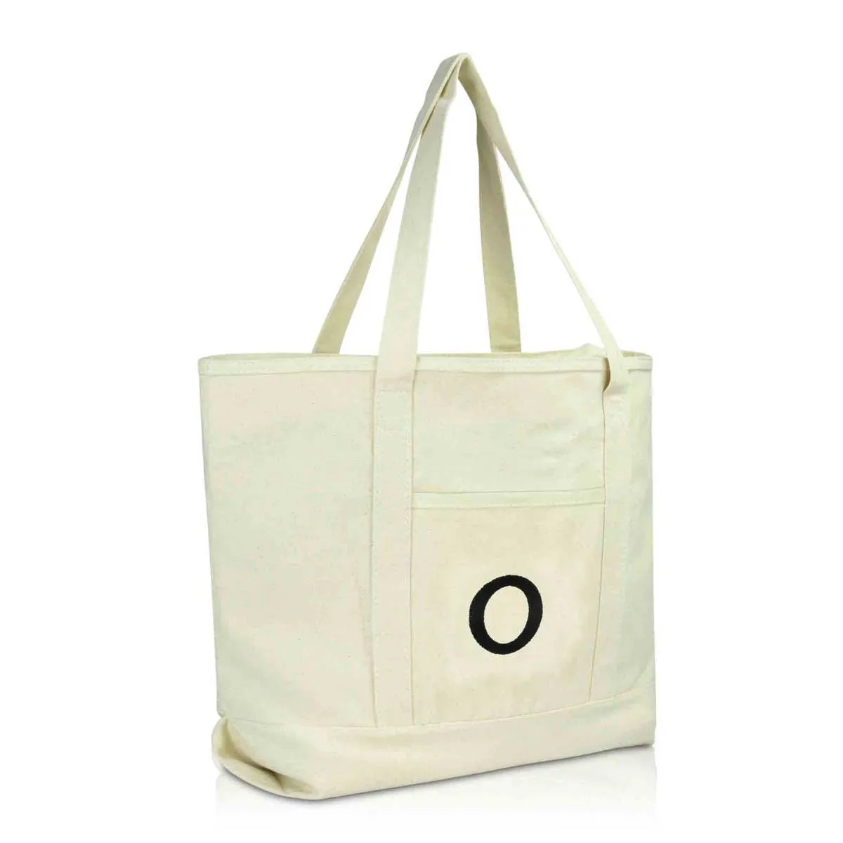 Dalix Initial Tote Bag Personalized Monogram Zippered Top Letter - O