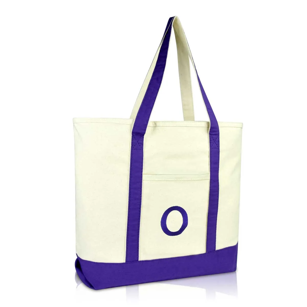 Dalix Initial Tote Bag Personalized Monogram Zippered Top Letter - O