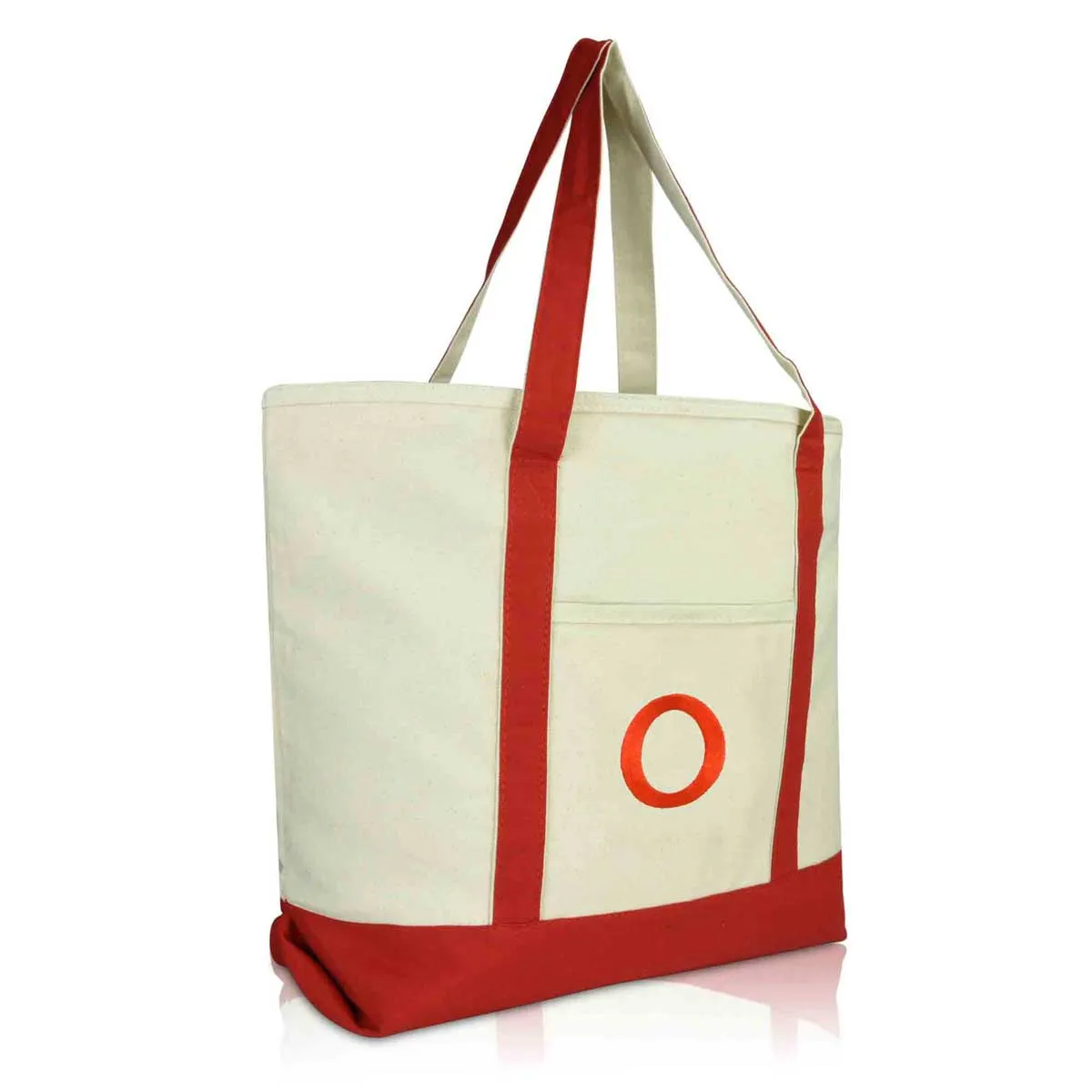 Dalix Initial Tote Bag Personalized Monogram Zippered Top Letter - O