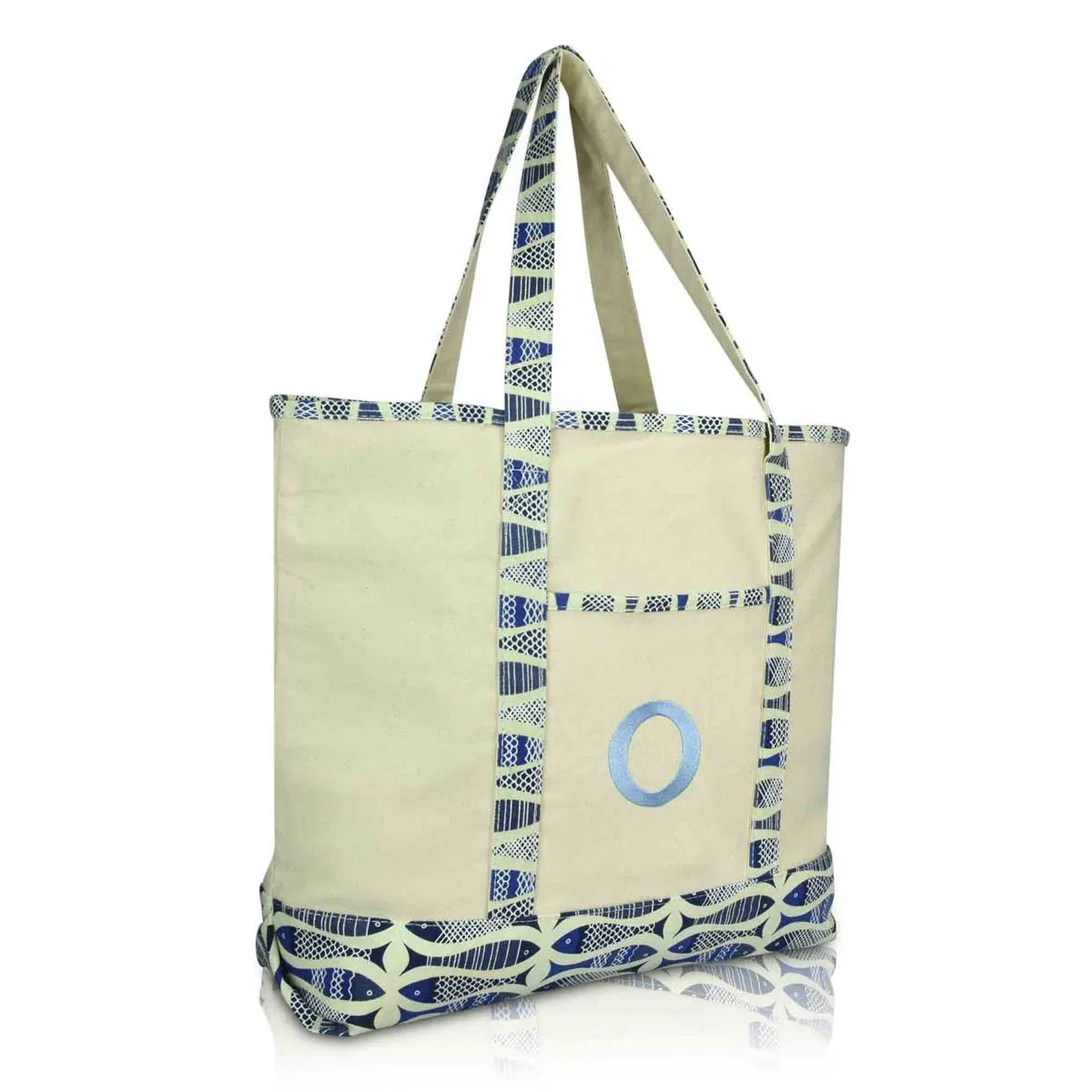 Dalix Initial Tote Bag Personalized Monogram Zippered Top Letter - O