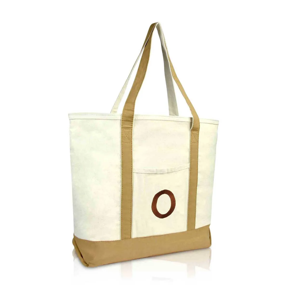 Dalix Initial Tote Bag Personalized Monogram Zippered Top Letter - O