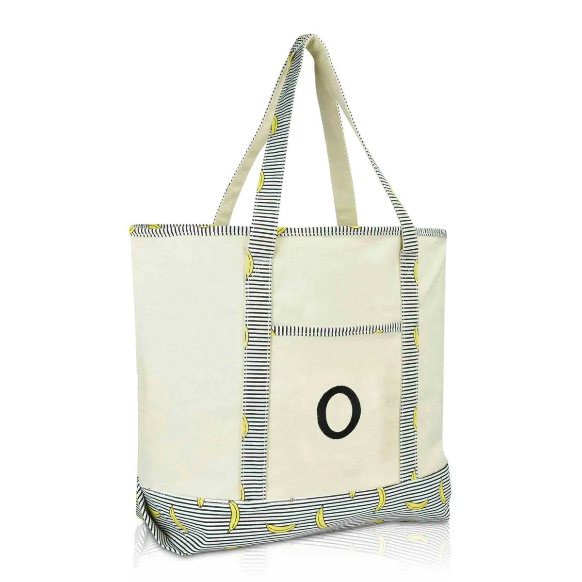 Dalix Initial Tote Bag Personalized Monogram Zippered Top Letter - O