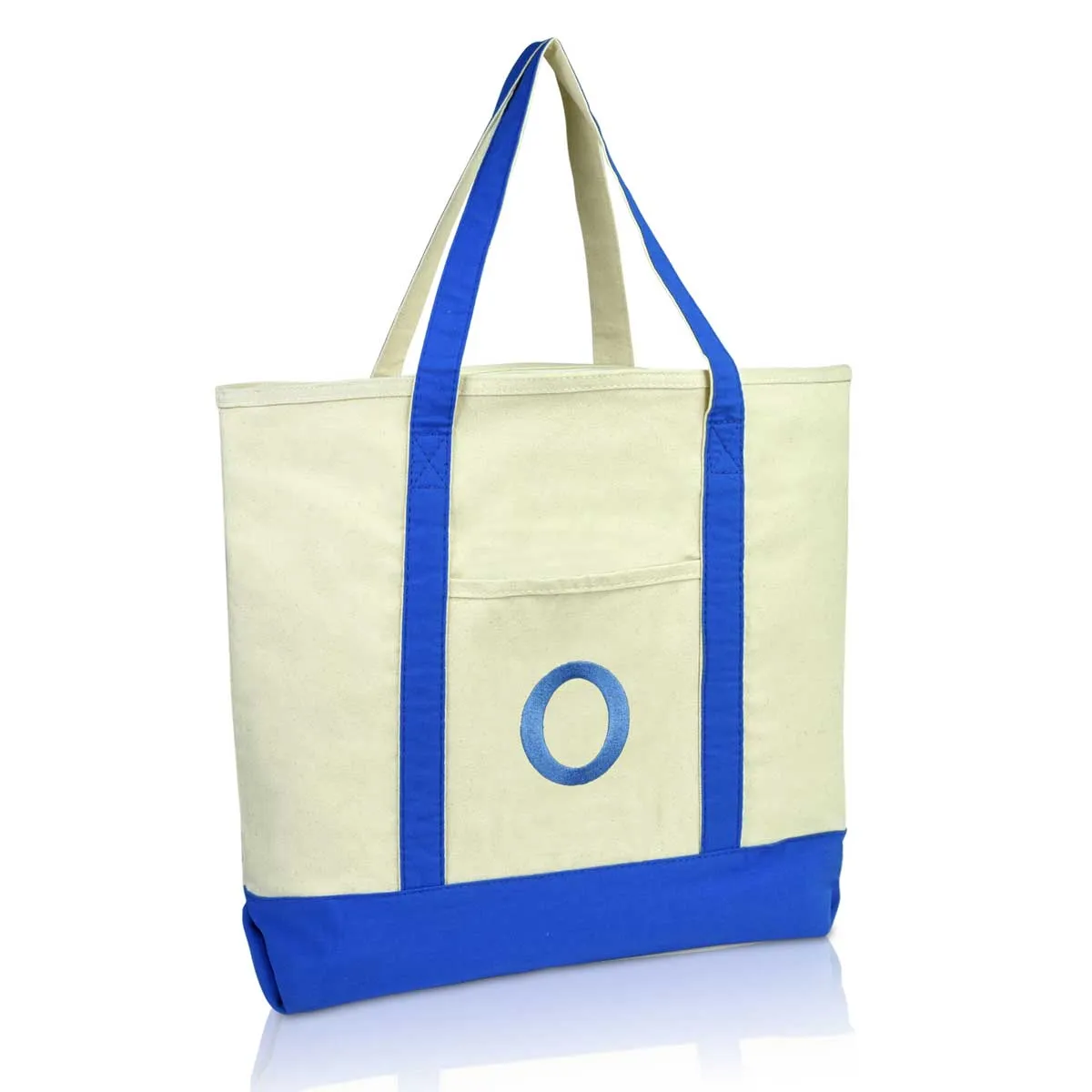 Dalix Initial Tote Bag Personalized Monogram Zippered Top Letter - O