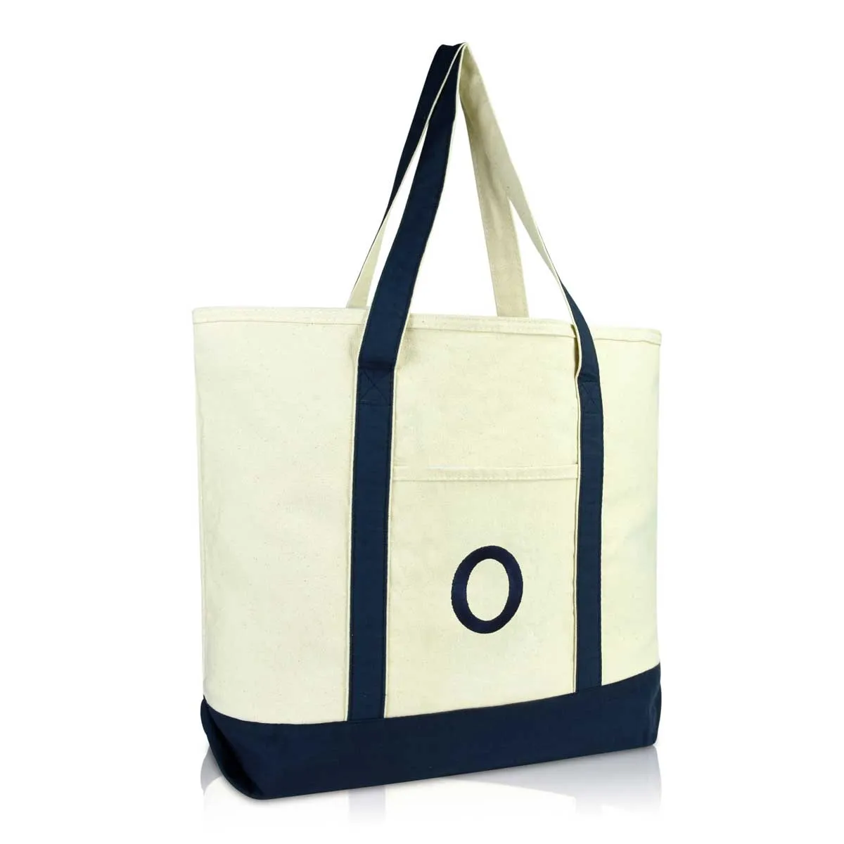 Dalix Initial Tote Bag Personalized Monogram Zippered Top Letter - O