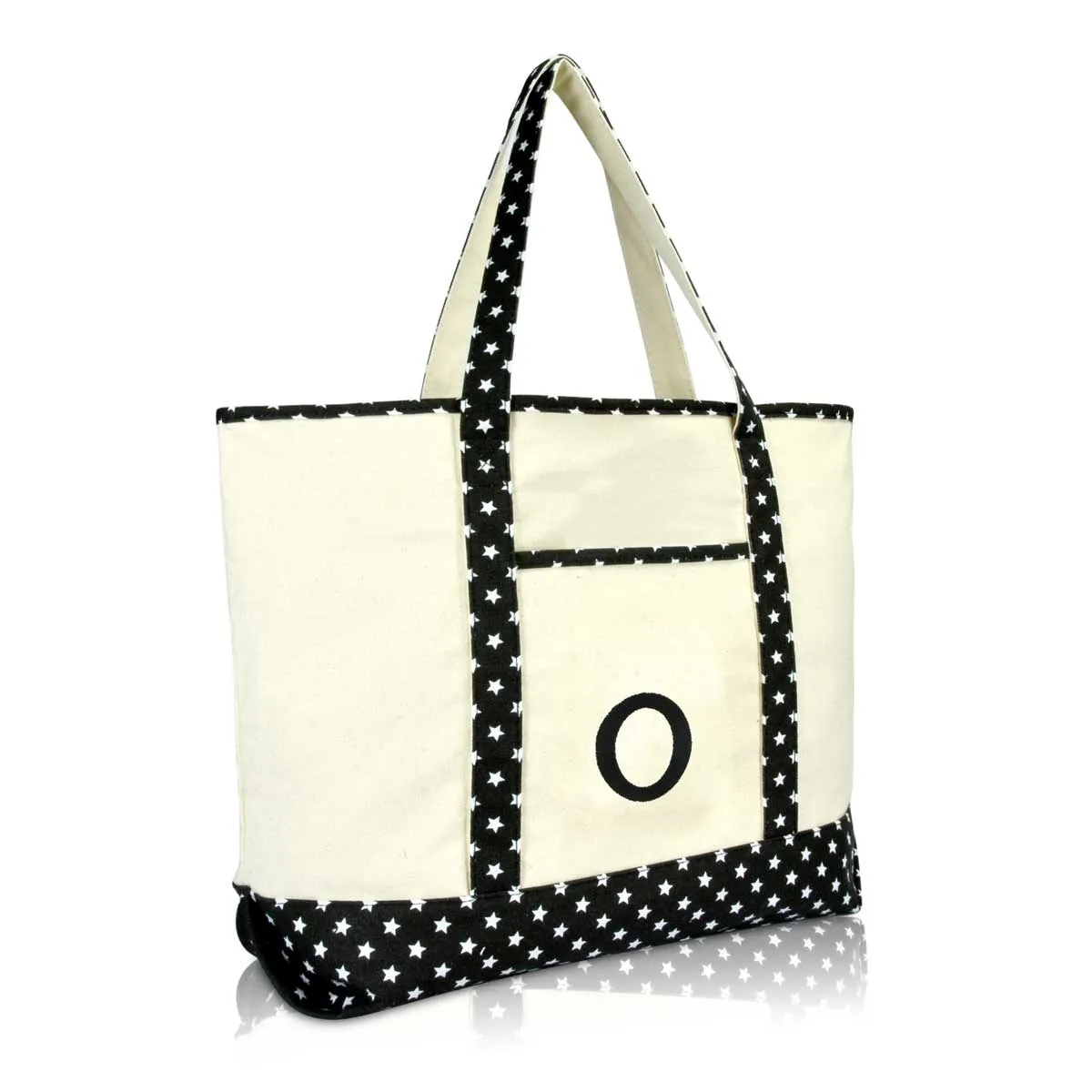 Dalix Initial Tote Bag Personalized Monogram Zippered Top Letter - O