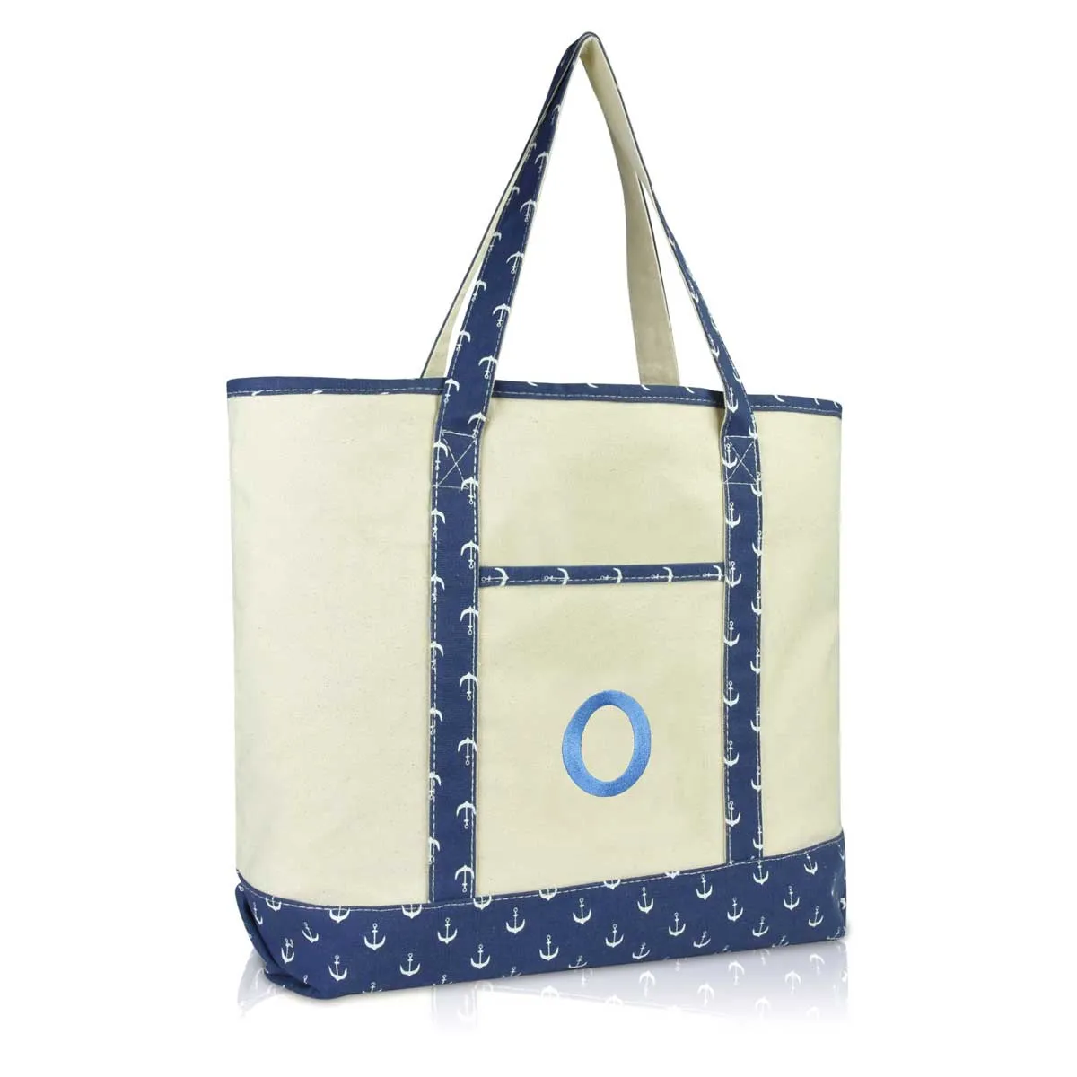 Dalix Initial Tote Bag Personalized Monogram Zippered Top Letter - O