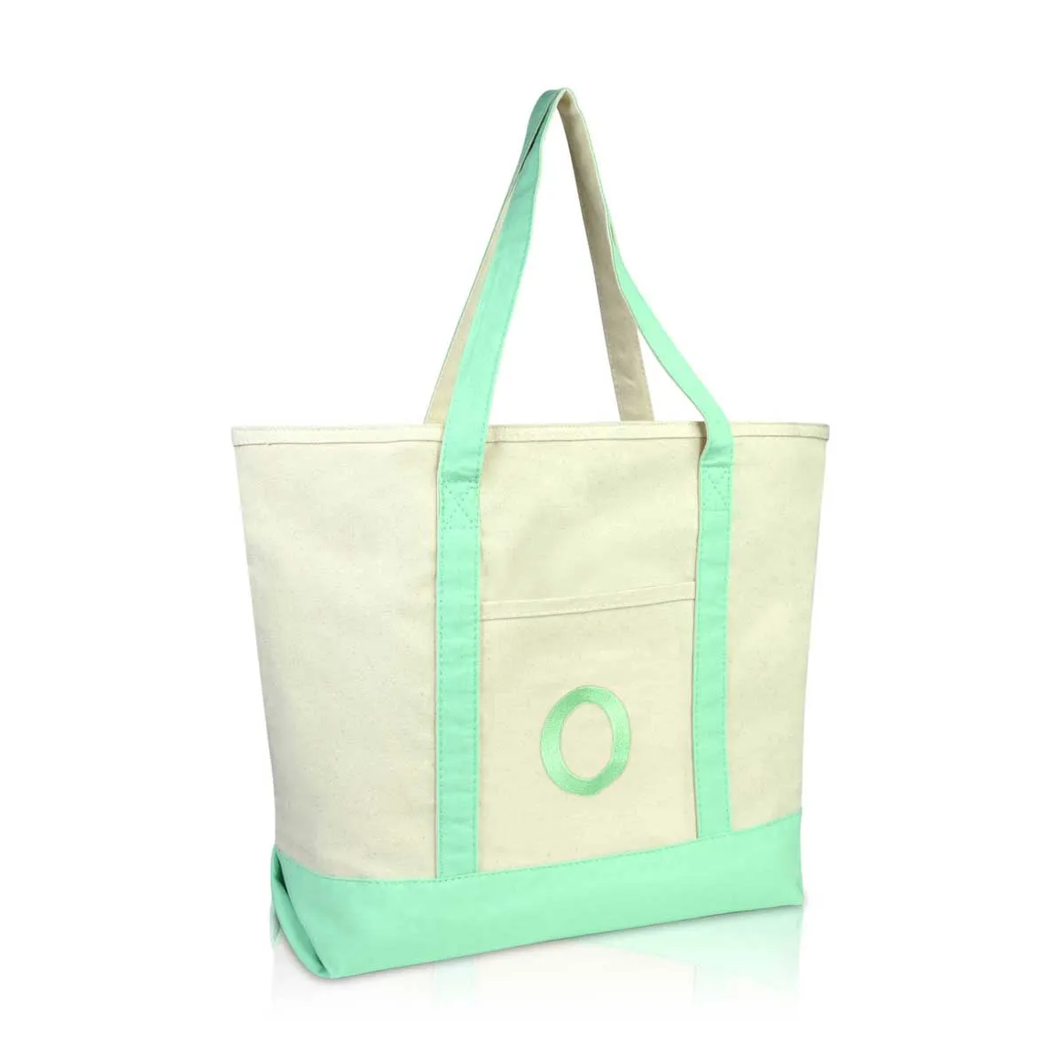 Dalix Initial Tote Bag Personalized Monogram Zippered Top Letter - O