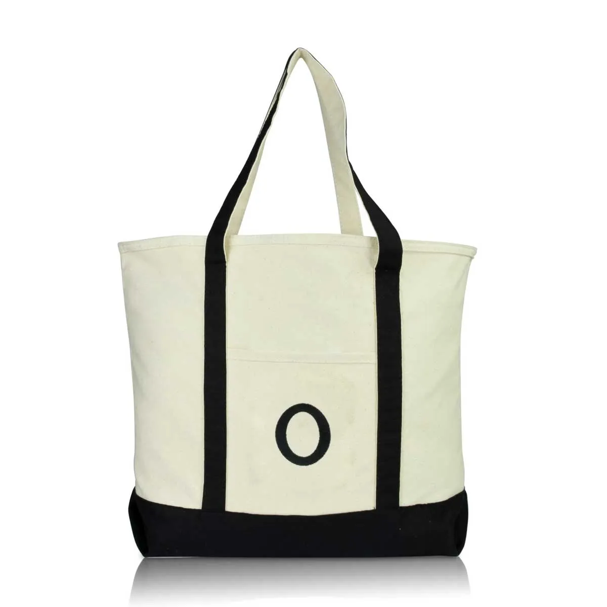 Dalix Initial Tote Bag Personalized Monogram Zippered Top Letter - O