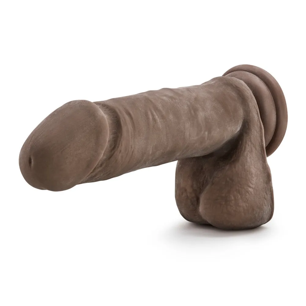 Dr. Skin By Blush® | Mr. Magic Realistic Chocolate 9.5-Inch Long Dildo With Balls & Suction Cup Base