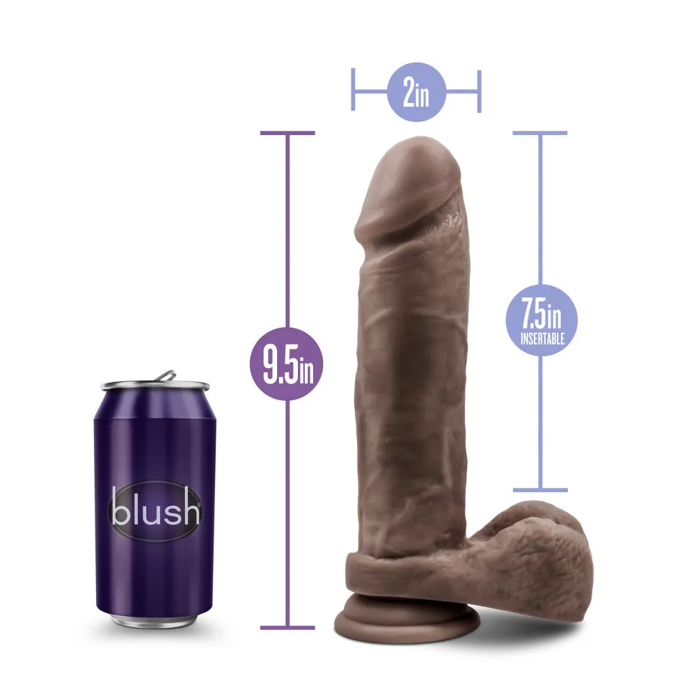 Dr. Skin By Blush® | Mr. Magic Realistic Chocolate 9.5-Inch Long Dildo With Balls & Suction Cup Base