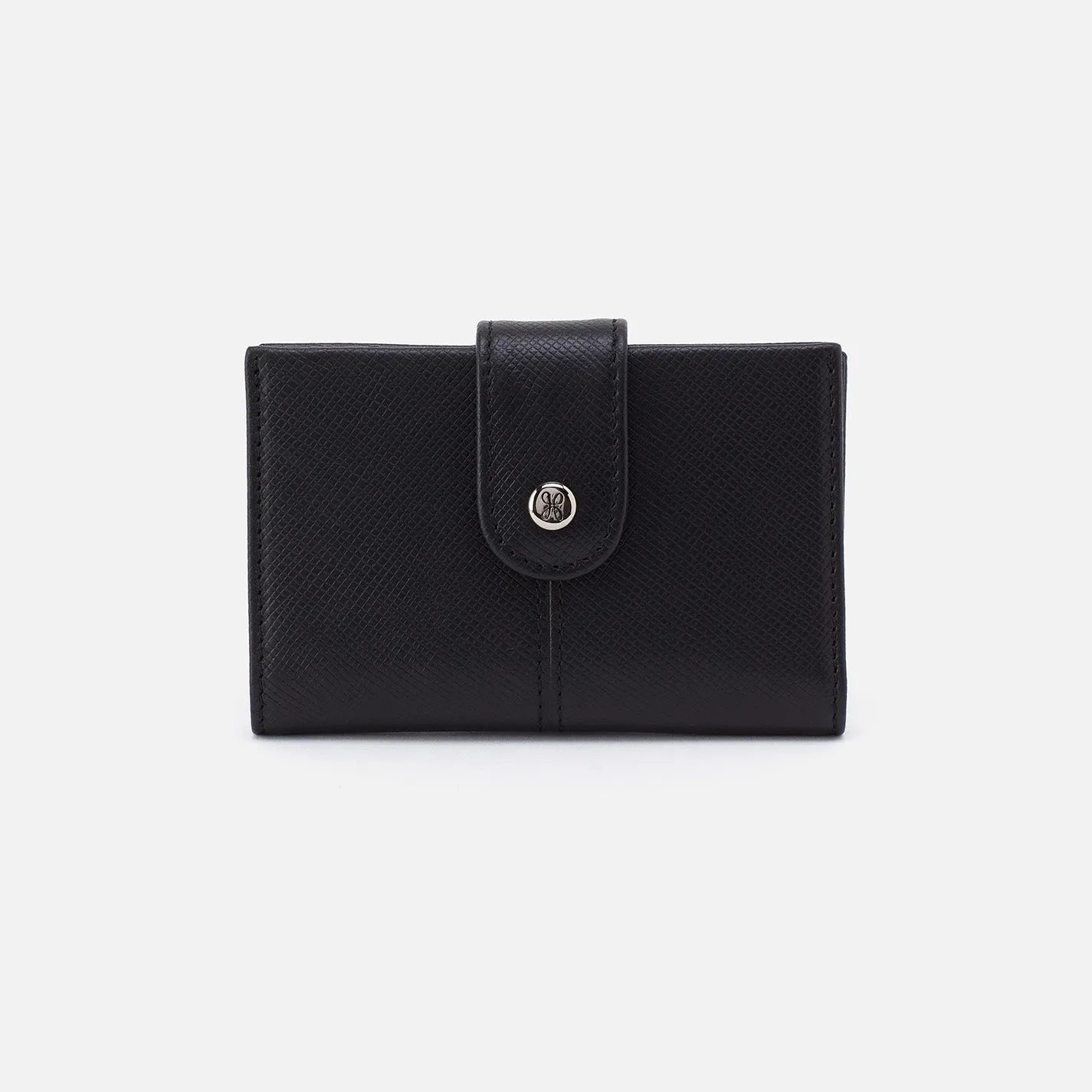 Essential Card Case In Soft Saffiano Leather - Black