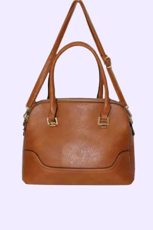 Faux Leather Three Compartment Large Shoulder Bag