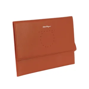 Ferragamo Leather Clutch with Strap Rust