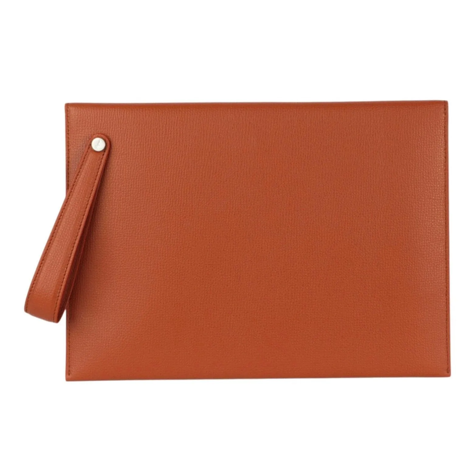 Ferragamo Leather Clutch with Strap Rust