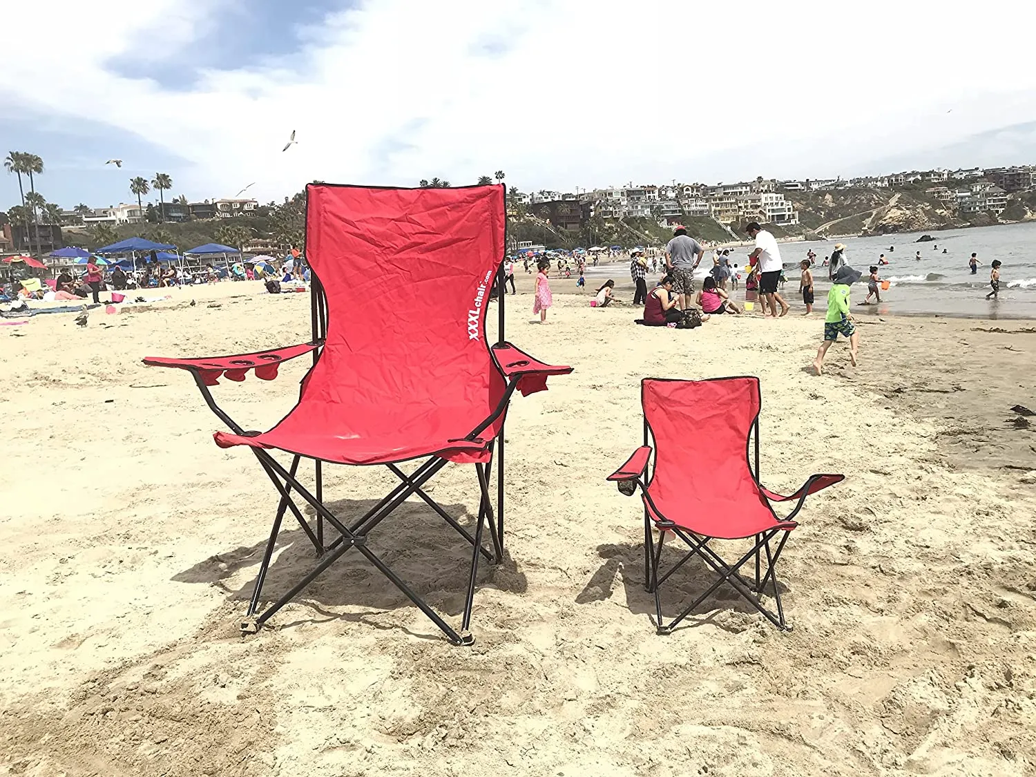 Giant Oversized Big XXXL Portable Folding Camping Beach Outdoor Chair with 6 Cup Holders! Fold Compact into Carry Bag