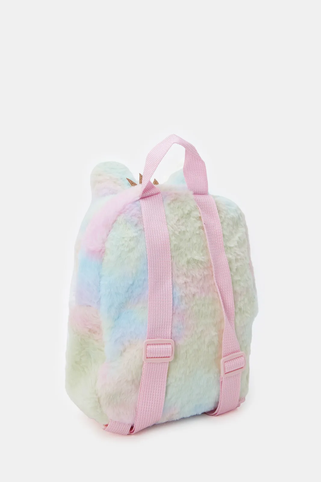 Girls Pink Faux Fur Backpack