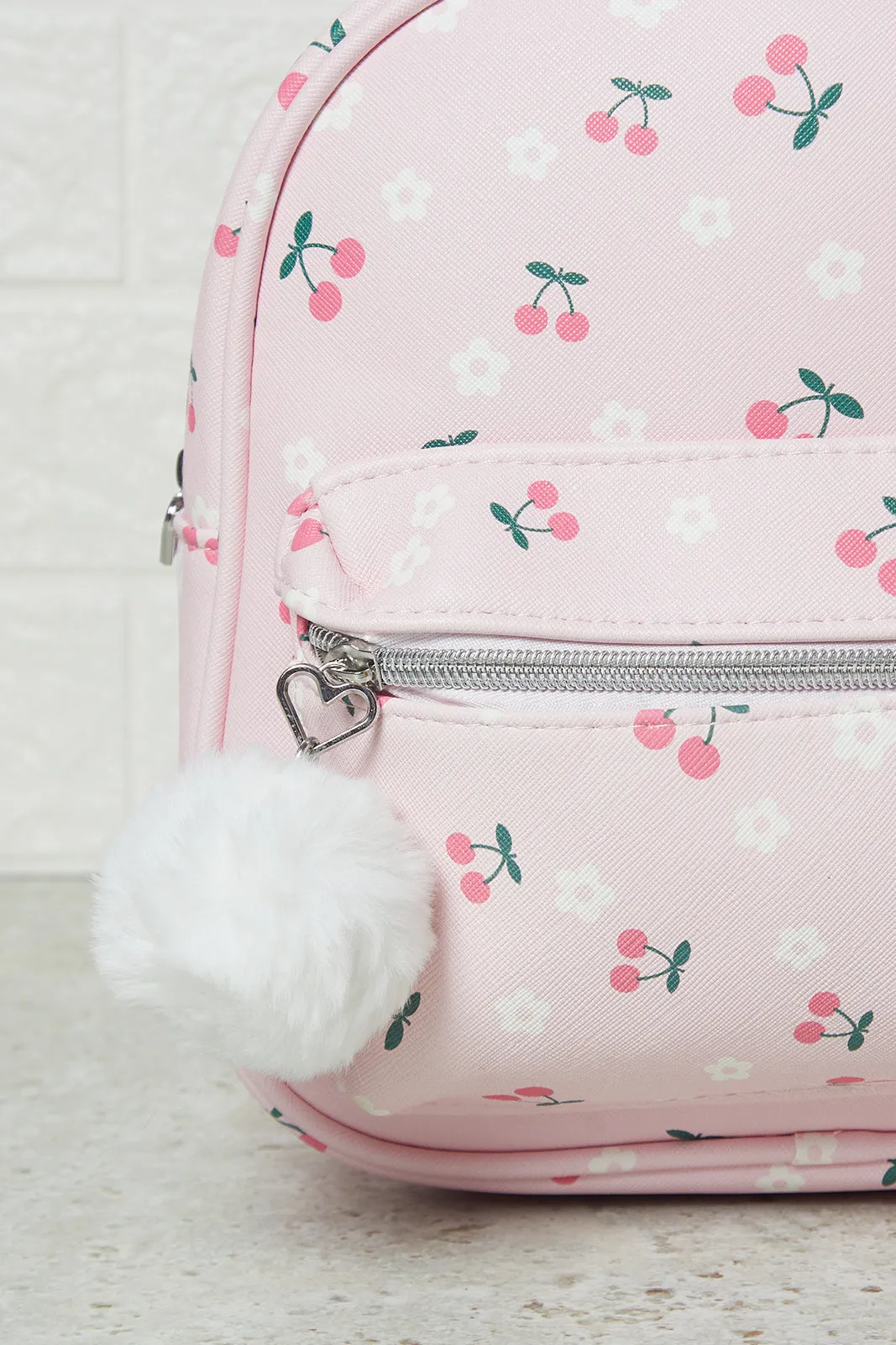 Girls Pink Printed Backpack