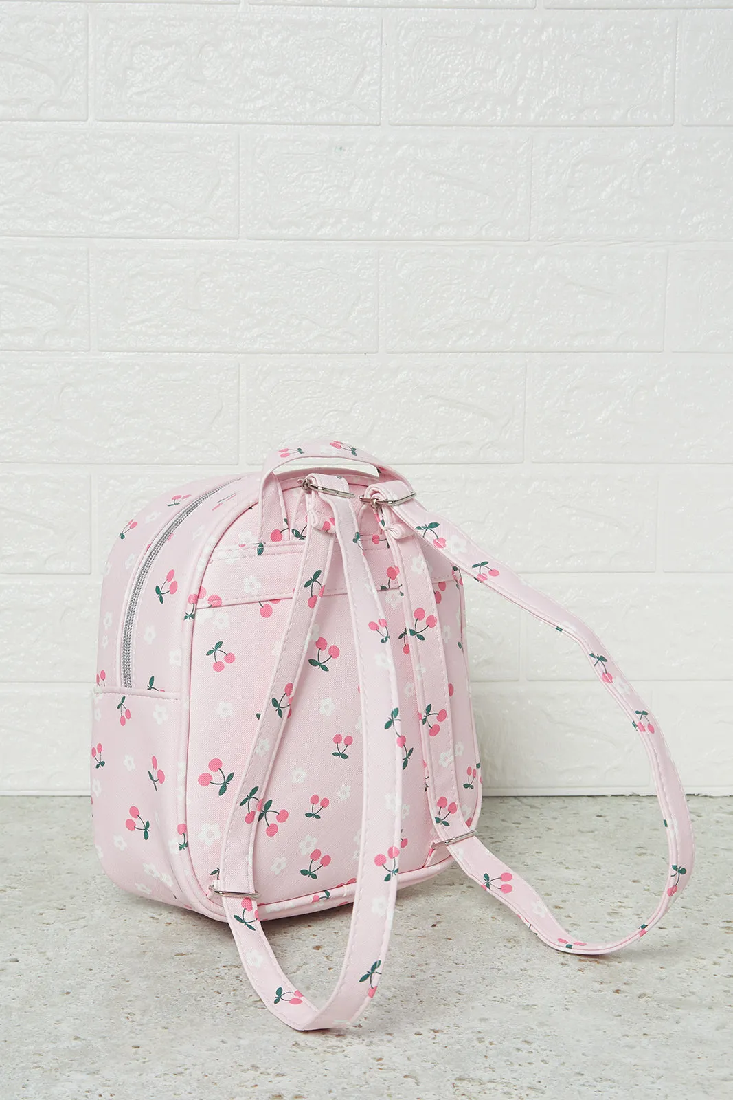 Girls Pink Printed Backpack