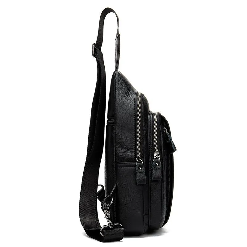 Great Quality Soft Handle Waterproof Genuine Leather Chest Bag Sling Backpack