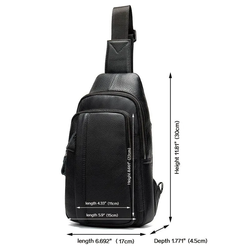 Great Quality Soft Handle Waterproof Genuine Leather Chest Bag Sling Backpack