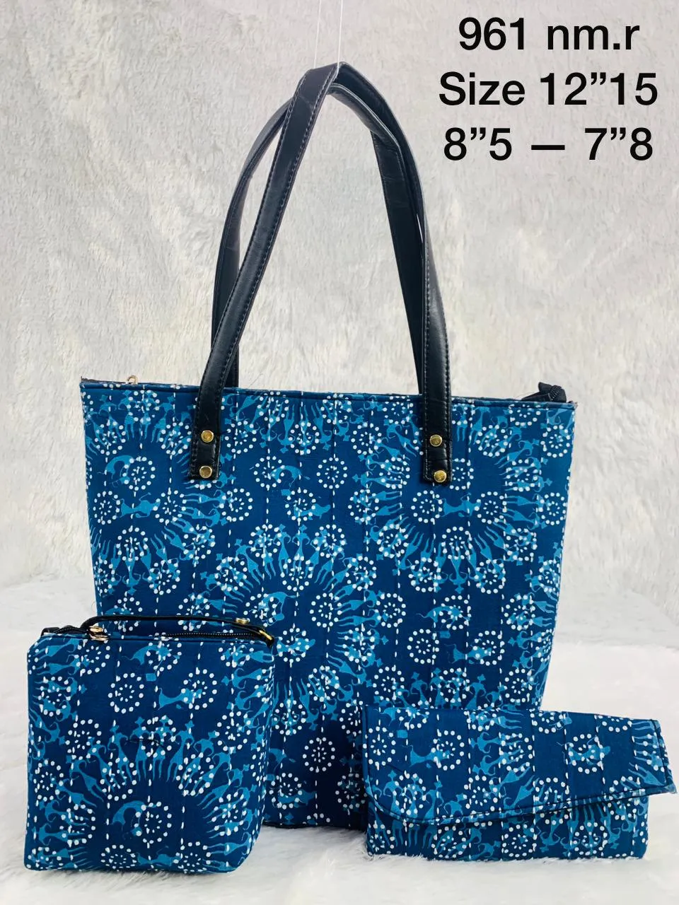 Indigo Handbag 3 Pcs Set