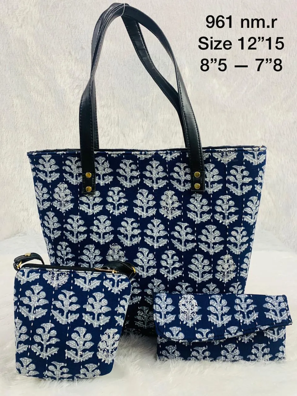 Indigo Handbag 3 Pcs Set