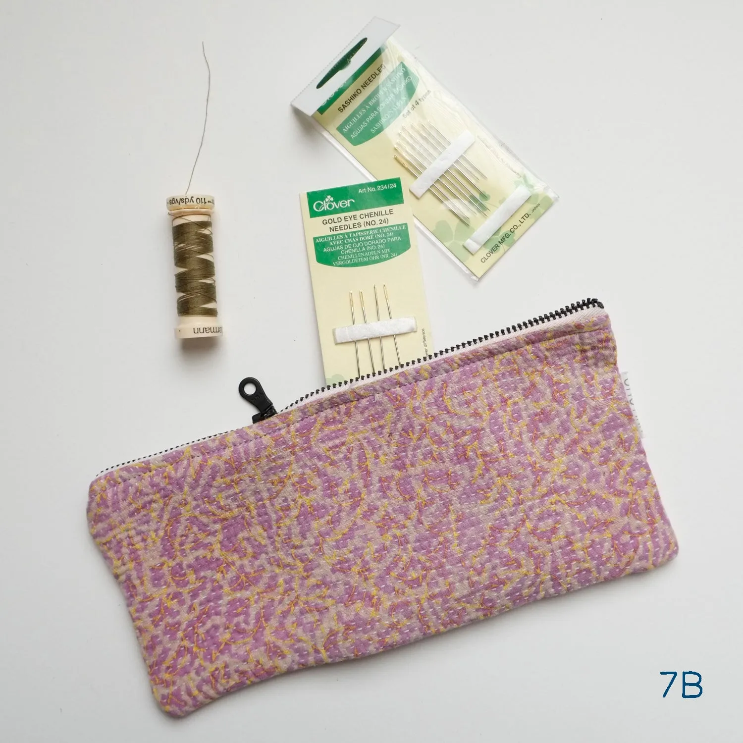 Kantha Scrap Flat Zip Pouch (14 available)